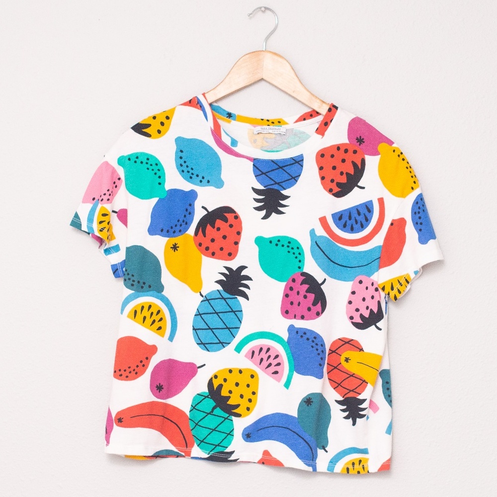 Women’s Zara Basic Cropped Fruit T-Shirt